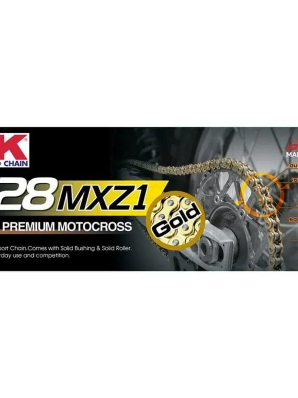 RK Racing Chain GB428MXZ1-120 Gold 120 Link Heavy Duty Racing Chain w Connector